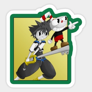 Kingdom Hearts starring Sora and Cuphead Sticker